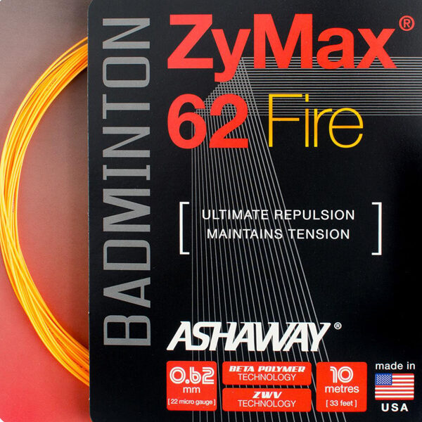 Ashaway Zymax 62 Fire Badminton String Set - Orange