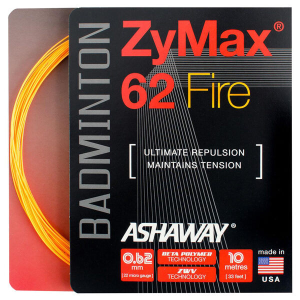 ASHAWAY ZyMax 66 Fire 0.66mm Badminton String-Orange