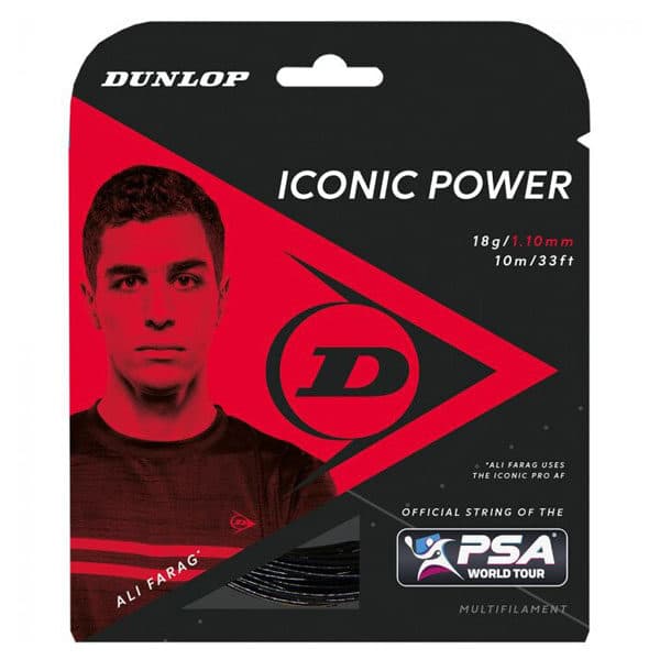 Dunlop Iconic Power 18g Squash String Set Black