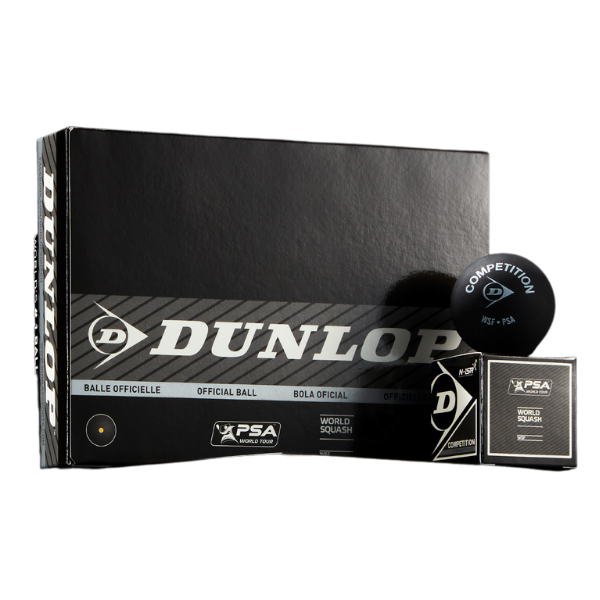 Dunlop Competition Squash Ball - 1 Ball, Single Yellow Dot