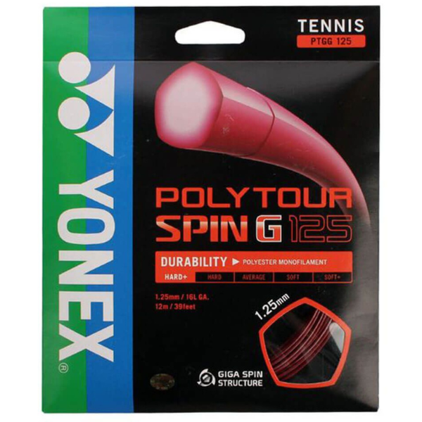 YONEX POLY TOUR SPIN G 125 DARK RED 12M SET