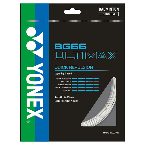 Yonex BG66 Ultimax 0.65mm Badminton Set White